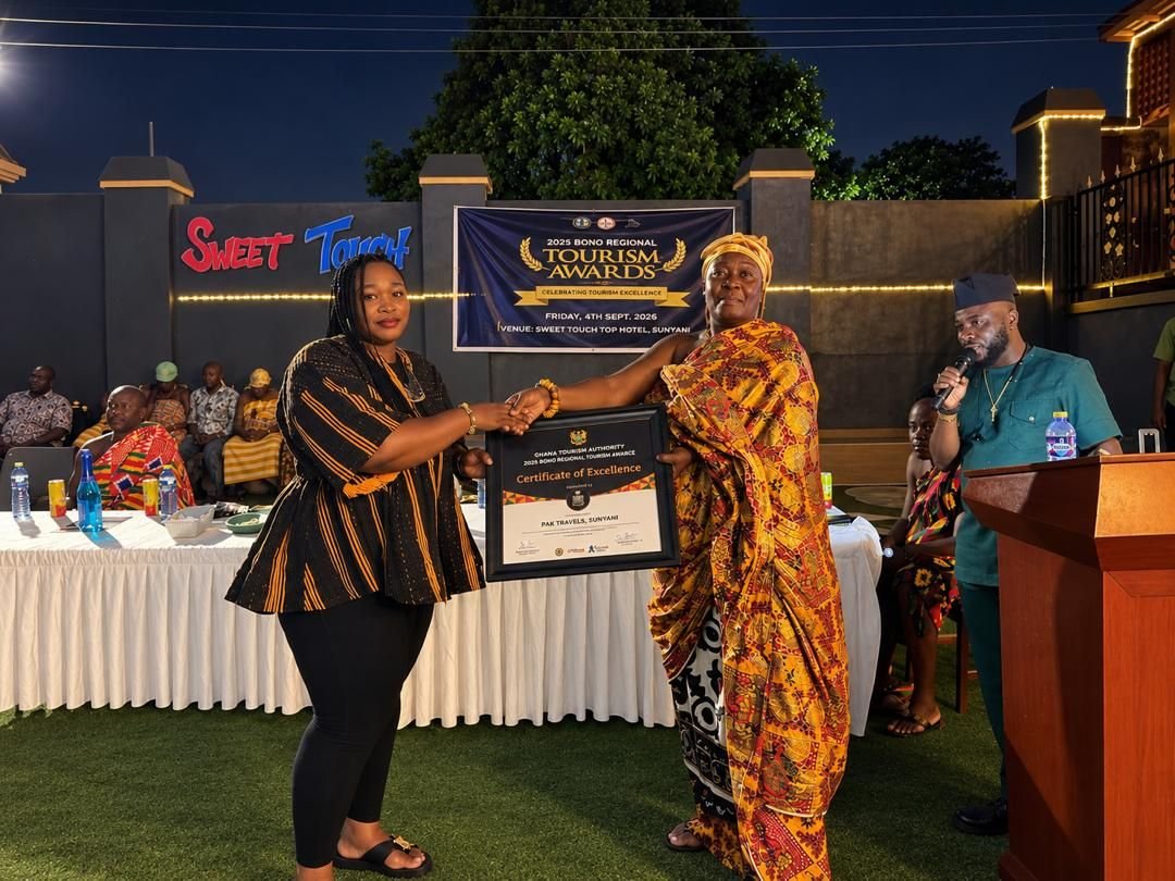 PAK Travels receiving the Certificate of Excellence at the Bono Regional Tourism Awards